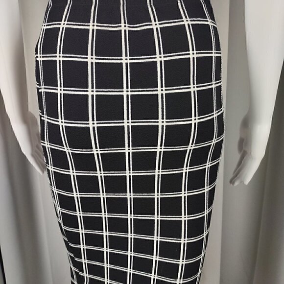 Shein Womens Plaid Elastic Waist Stretch Bodycon Knee Length Pencil Skirt Size S - Picture 4 of 10